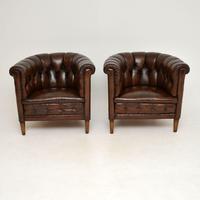 Pair of Antique Swedish Leather Chesterfield Armchairs (2 of 12) Pair of Antique Swedish Leather Chesterfield Armchairs (2 of 12)