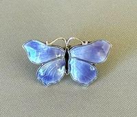 Edwardian Silver & Enamel Butterfly Brooch