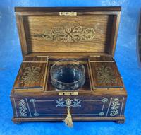 Regency Rosewood Brass Foliate Inlaid Tea Caddy (10 of 15) Regency Rosewood Brass Foliate Inlaid Tea Caddy (10 of 15)