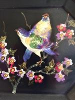 Bretby Art Pottery Black Cloisonne Ware Tray With Painted Birds & Blossom (2 of 9) Bretby Art Pottery Black Cloisonne Ware Tray With Painted Birds & Blossom (2 of 9)