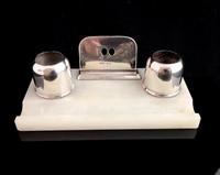 Art Deco Silver & Alabaster Desk Stand, Inkstand (3 of 13) Art Deco Silver & Alabaster Desk Stand, Inkstand (3 of 13)