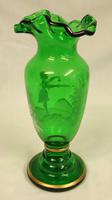 Mary Gregory Painted Green Glass Shaped Vase (6 of 6) Mary Gregory Painted Green Glass Shaped Vase (6 of 6)