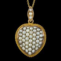 Antique Victorian Natural Pearl Heart Pendant Necklace 18ct Gold Circa 1880 (7 of 7) Antique Victorian Natural Pearl Heart Pendant Necklace 18ct Gold Circa 1880 (7 of 7)