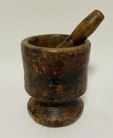 Antique Wooden Pestle and Mortar