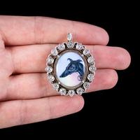 Antique Victorian Diamond Greyhound Locket Pendant Silver c.1870 (6 of 7) Antique Victorian Diamond Greyhound Locket Pendant Silver c.1870 (6 of 7)