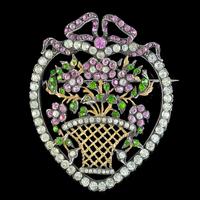 Antique Edwardian Suffragette Paste Heart & Flower Basket Brooch c.1910 (2 of 7) Antique Edwardian Suffragette Paste Heart & Flower Basket Brooch c.1910 (2 of 7)