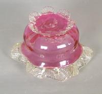 Victorian Hand Blown Cranberry Glass Crimped Edge Bowl (3 of 3) Victorian Hand Blown Cranberry Glass Crimped Edge Bowl (3 of 3)