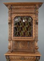 Carved Oak Leaded Glass Bookcase Cabinet (2 of 8) Carved Oak Leaded Glass Bookcase Cabinet (2 of 8)