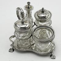 Victorian Sterling Silver Four Bottle Cruet or Condiment Set