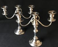 Pair of Antique Silver Plate on Copper Three Branch Candelabra (6 of 6) Pair of Antique Silver Plate on Copper Three Branch Candelabra (6 of 6)