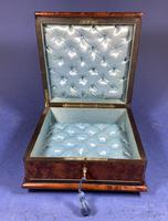 Victorian French Burr Cedar Jewellery Box with ebonised fruitwood and original interior (12 of 13) Victorian French Burr Cedar Jewellery Box with ebonised fruitwood and original interior (12 of 13)