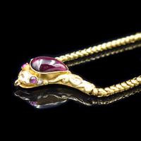 Antique Victorian Cabochon Garnet Yellow Gold Snake Serpent Necklace (6 of 11) Antique Victorian Cabochon Garnet Yellow Gold Snake Serpent Necklace (6 of 11)