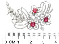 1.02ct Ruby & 0.55ct Diamond, 15ct White Gold Spray Brooch c.1925 (7 of 9) 1.02ct Ruby & 0.55ct Diamond, 15ct White Gold Spray Brooch c.1925 (7 of 9)