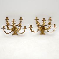 Pair of Antique Gilt Bronze Wall Sconce Candelabra (2 of 9) Pair of Antique Gilt Bronze Wall Sconce Candelabra (2 of 9)