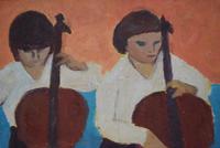 Mid Century Oil Painting on Board Three Cellists by Horas Kennedy (5 of 9) Mid Century Oil Painting on Board Three Cellists by Horas Kennedy (5 of 9)