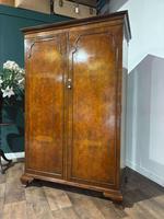 Late 20th Century Harrods Burr Walnut Gentleman’s Fitted Wardrobe