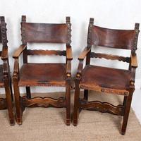 4 Dining Chairs Ships Nautical Chairs Oak Leather 19th Century (3 of 10) 4 Dining Chairs Ships Nautical Chairs Oak Leather 19th Century (3 of 10)