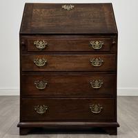 Antique 19th Century Good Quality Small Oak Bureau