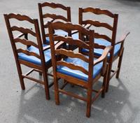 1960's Set 4 Oak Carver Dining Chairs with Blue Leather Pop Out Seats (4 of 4) 1960's Set 4 Oak Carver Dining Chairs with Blue Leather Pop Out Seats (4 of 4)