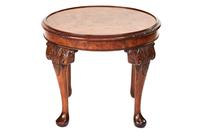 Burr Walnut & Carved Circular Coffee Table c 1930 (3 of 6) Burr Walnut & Carved Circular Coffee Table c 1930 (3 of 6)