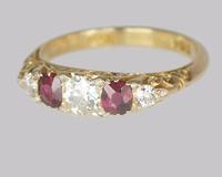 Victorian Diamond & Ruby Ring 18ct Gold Five Stone Antique Ring Hallmarked 1897 (5 of 11) Victorian Diamond & Ruby Ring 18ct Gold Five Stone Antique Ring Hallmarked 1897 (5 of 11)