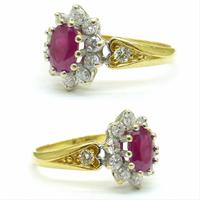 Vintage 18ct gold oval ruby & diamond cluster ring ~ Valentine proposal (2 of 10) Vintage 18ct gold oval ruby & diamond cluster ring ~ Valentine proposal (2 of 10)