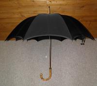 Antique 18 Carat Gold Plate Black Cotton Canopy Umbrella W/Whangee Bamboo Handle (2 of 12) Antique 18 Carat Gold Plate Black Cotton Canopy Umbrella W/Whangee Bamboo Handle (2 of 12)