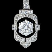 Art Deco Diamond Pendant Necklace Platinum 0.90ct Diamond 1.40ct Total c.1920 (4 of 8) Art Deco Diamond Pendant Necklace Platinum 0.90ct Diamond 1.40ct Total c.1920 (4 of 8)