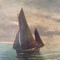 Antique marine seascape oil painting Fishing Boats with a good catch signed W Graves 1918 (5 of 11) Antique marine seascape oil painting Fishing Boats with a good catch signed W Graves 1918 (5 of 11)