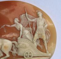 Very Fine Unmounted Carved Shell Angel of Peace Cameo - 4 Horse Chariot 19th Century (3 of 6) Very Fine Unmounted Carved Shell Angel of Peace Cameo - 4 Horse Chariot 19th Century (3 of 6)