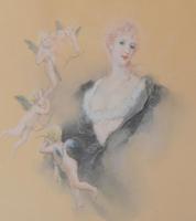 Fine Watercolour of a Lady with Cherubs by Lucius Rossi (5 of 5) Fine Watercolour of a Lady with Cherubs by Lucius Rossi (5 of 5)