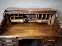 Antique Edwardian Oak Roll Top Pedestal Desk (3 of 10) Antique Edwardian Oak Roll Top Pedestal Desk (3 of 10)