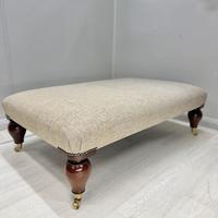 Large Foot Stool with Bulbous Legs & Castors