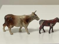 Set Miniature Antique French Lead Cold Painted Farm Animals Cow Calves Sheep (15 of 20) Set Miniature Antique French Lead Cold Painted Farm Animals Cow Calves Sheep (15 of 20)