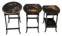 Victorian Oriental Chinoiserie Nest of Decorated Black Lacquer Tables (8 of 10) Victorian Oriental Chinoiserie Nest of Decorated Black Lacquer Tables (8 of 10)