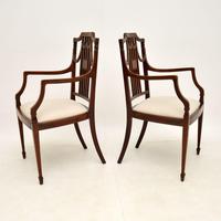 Pair of Antique Edwardian Inlaid Mahogany Armchairs (3 of 12) Pair of Antique Edwardian Inlaid Mahogany Armchairs (3 of 12)