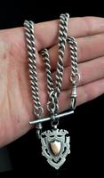 Antique Silver Double Albert Chain, Watch Fob (10 of 13) Antique Silver Double Albert Chain, Watch Fob (10 of 13)