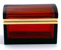 Antique Bohemian Ruby Glass Casket / Box (3 of 5) Antique Bohemian Ruby Glass Casket / Box (3 of 5)