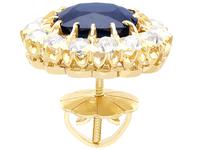 7.05ct Sapphire & 2.31ct Diamond, 18ct Yellow Gold Cluster Earrings c.1930 (5 of 9) 7.05ct Sapphire & 2.31ct Diamond, 18ct Yellow Gold Cluster Earrings c.1930 (5 of 9)