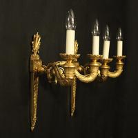 French Pair of Gilded Bronze Twin Arm Antique Wall Lights (10 of 10) French Pair of Gilded Bronze Twin Arm Antique Wall Lights (10 of 10)