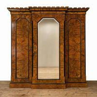 Antique Victorian Walnut Triple Compactum Wardrobe