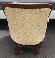 1880's Buttoned Back Mahogany Armchair with Gold Upholstery (3 of 3) 1880's Buttoned Back Mahogany Armchair with Gold Upholstery (3 of 3)