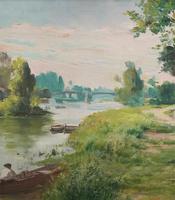 Original 1902 Antique French Riverscape Landscape Oil on Canvas Painting (3 of 13) Original 1902 Antique French Riverscape Landscape Oil on Canvas Painting (3 of 13)