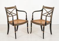 Pair of Regency Style Ebony & Gilt Open Armchairs (8 of 8) Pair of Regency Style Ebony & Gilt Open Armchairs (8 of 8)