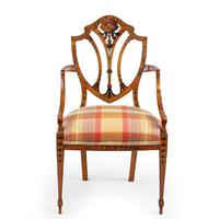 Late Victorian Sheraton Revival Painted Satinwood Armchair (2 of 5) Late Victorian Sheraton Revival Painted Satinwood Armchair (2 of 5)