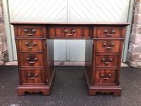 Quality Mahogany Inverted Breakfront Pedestal Desk (7 of 9) Quality Mahogany Inverted Breakfront Pedestal Desk (7 of 9)