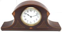 Impressive Solid Mahogany Edwardian Timepiece Clock Hat Shaped With Satinwood Inlaid Decoration (2 of 8) Impressive Solid Mahogany Edwardian Timepiece Clock Hat Shaped With Satinwood Inlaid Decoration (2 of 8)