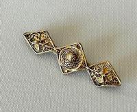 Early 20th Century Silver Gilt Filigree Bar Brooch
