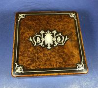 Victorian French Burr Cedar Jewellery Box with Inlay & Original Interior (7 of 13) Victorian French Burr Cedar Jewellery Box with Inlay & Original Interior (7 of 13)