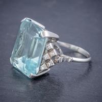 Art Deco Aquamarine Diamond Ring Platinum 25ct Emerald Cut Aqua c 1930 (5 of 5) Art Deco Aquamarine Diamond Ring Platinum 25ct Emerald Cut Aqua c 1930 (5 of 5)